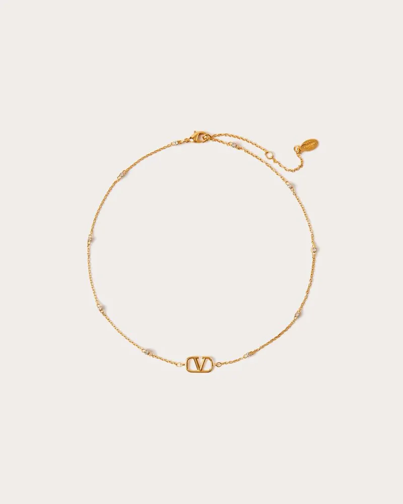 Valentino Garavani Mini Vlogo Signature Metallkette Mit Swarovski®-Kristallen Frau GOLD Gold
