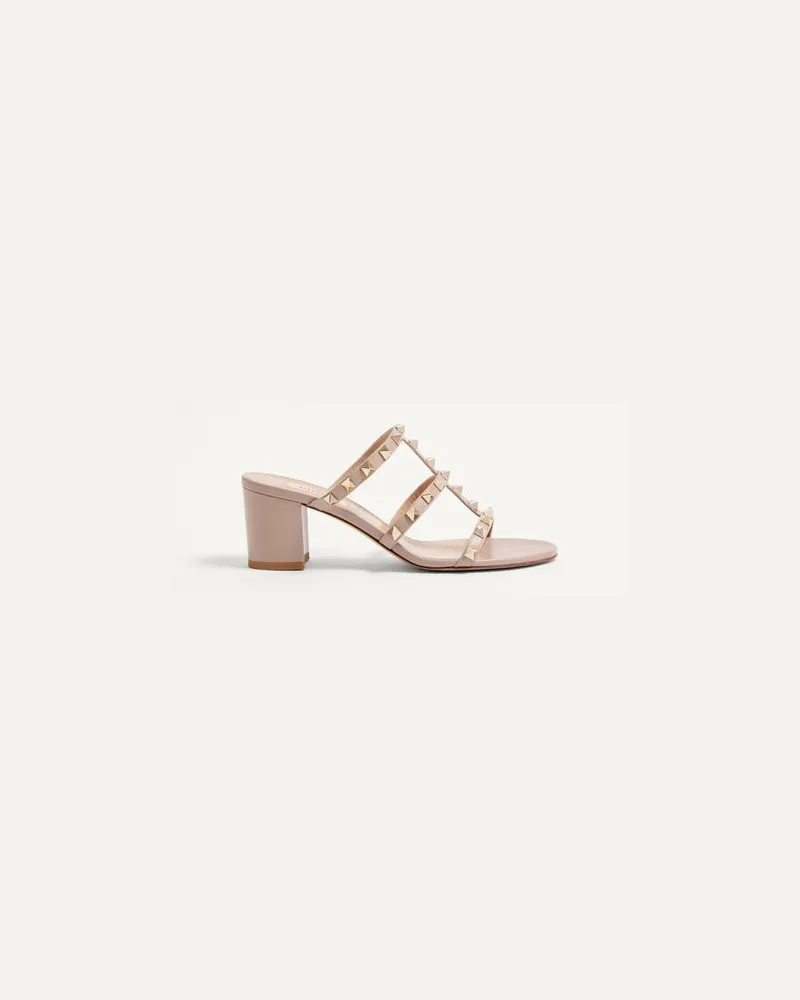 Valentino Garavani Slider-Sandalen Rockstud Aus Kalbsleder 60 Mm Frau POUDRE Poudre
