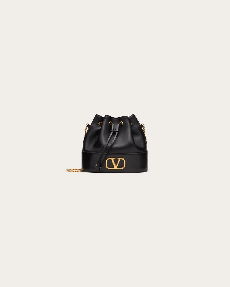 Valentino Garavani Kleine Bucket Bag Aus Nappa Mit Vlogo Signature Kettenriemen Frau SCHWARZ Schwarz