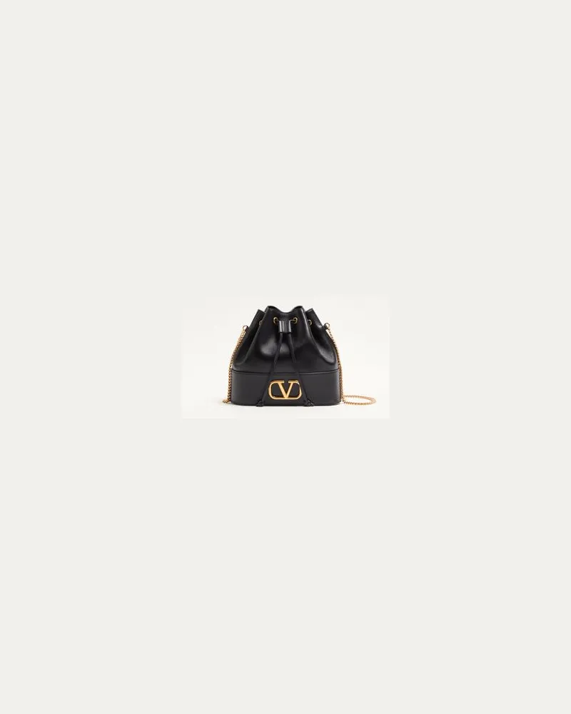 Valentino Garavani Kleine Bucket Bag Aus Nappa Mit Vlogo Signature Kettenriemen Frau SCHWARZ Schwarz