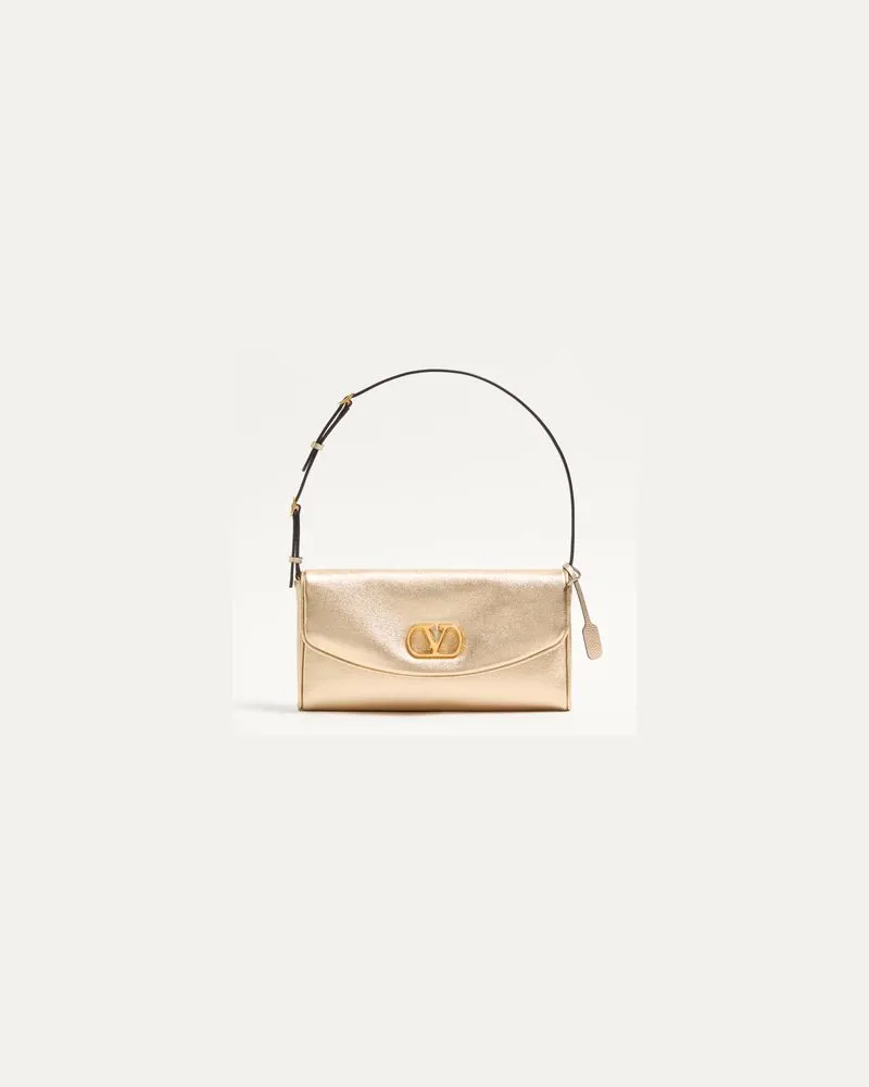 Valentino Garavani Kleine Valentino Garavani DeVain Schultertasche aus beschichtetem Nappaleder Frau GOLD Gold