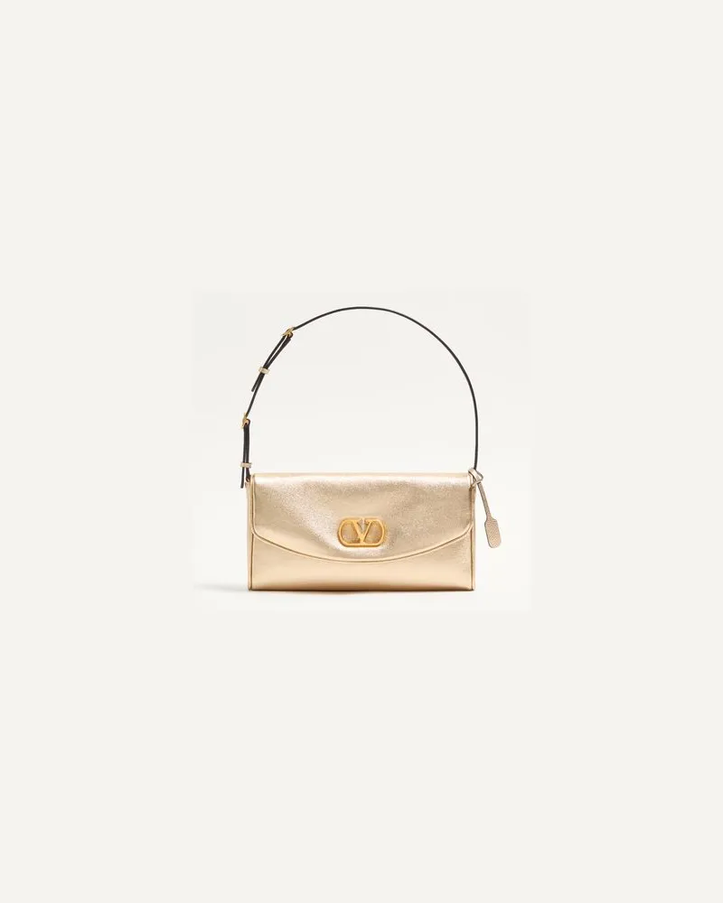 Valentino Garavani Kleine Valentino Garavani DeVain Schultertasche aus beschichtetem Nappaleder Frau GOLD Gold