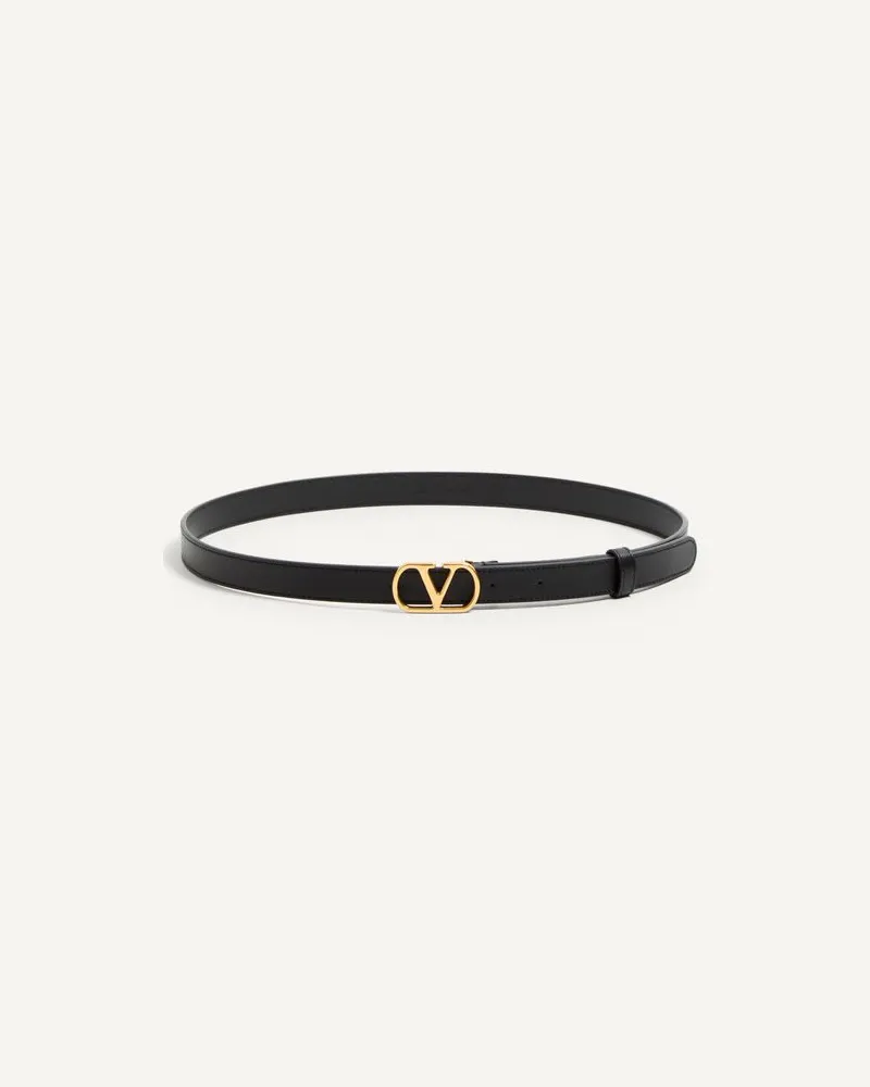 Valentino Garavani Vlogo Signature Gürtel Aus Glänzendem Kalbsleder 20 Mm Frau SCHWARZ Schwarz