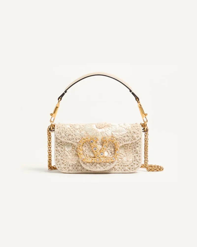 Valentino Garavani Valentino Garavani Locò Kleine Bestickte Schultertasche Mit Schmucklogo Frau BUTTER Butter