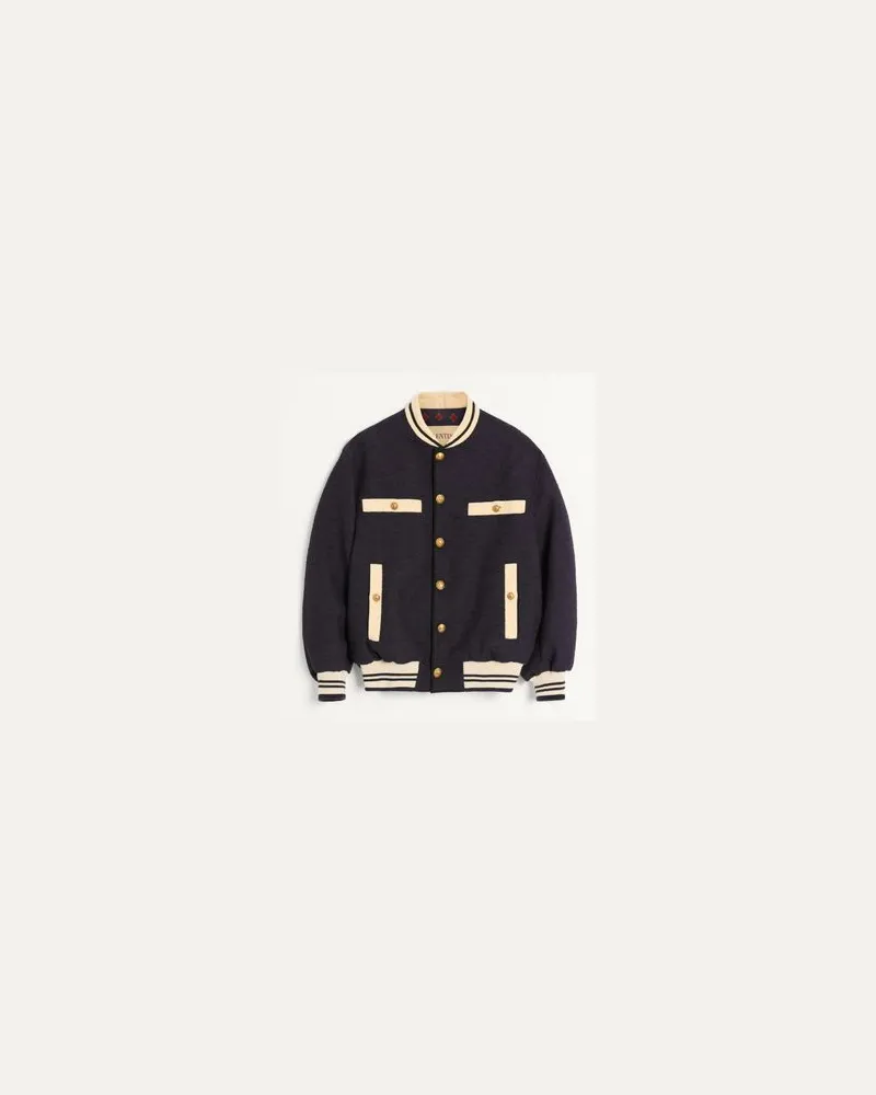 Valentino Garavani Cotton Tweed Bomberjacke Mann MARINEBLAU Marineblau