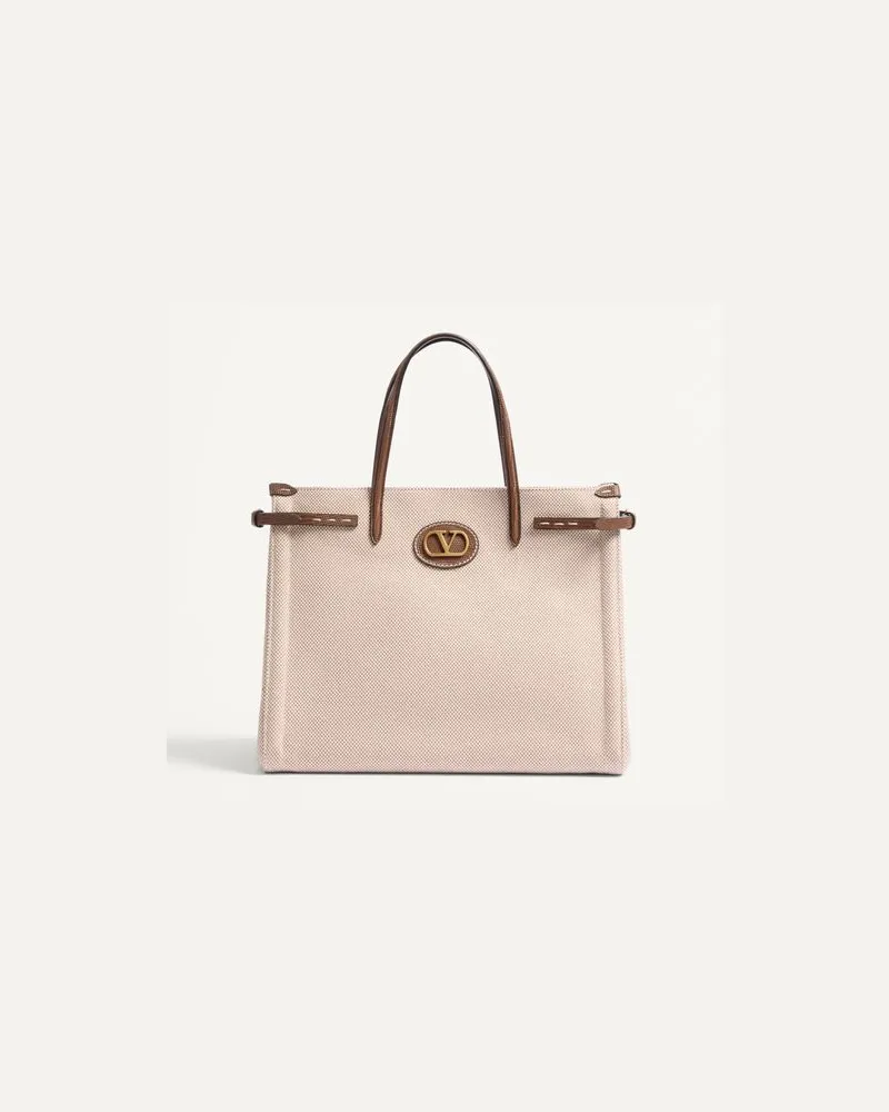 Valentino Garavani Valentino Garavani Antibes Mittelgrosser Shopper Aus Canvas Mann NATUR/TABAK Natur