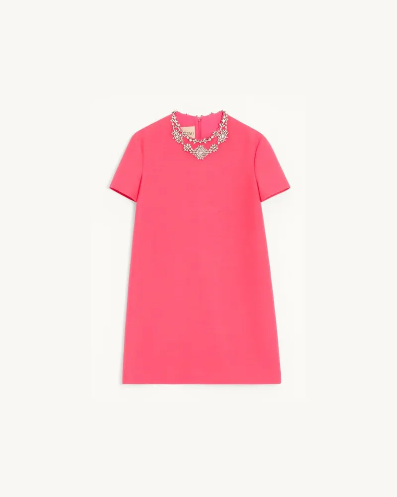 Valentino Garavani BESTICKTES KURZES CREPE COUTURE KLEID Frau KORAL/SILBER Koral