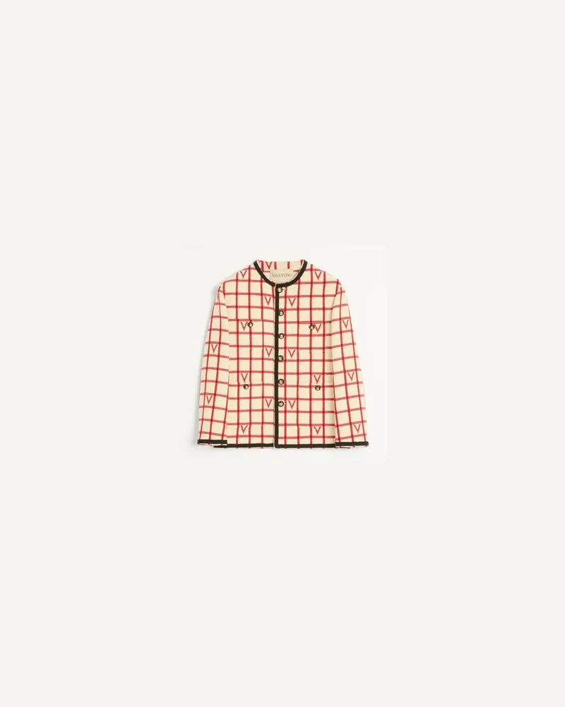 Valentino Garavani Jacke Aus Wollmischung Mit V-Karomuster Mann BUTTER/PARIS Butter