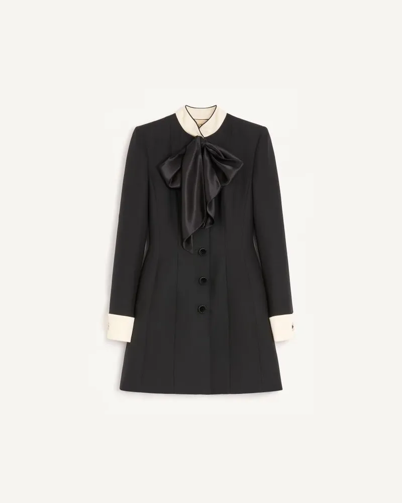 Valentino Garavani Kurzes Kleid Aus Crepe Couture Mit Satinschleife Frau SCHWARZ/CHAMPAGNE Schwarz