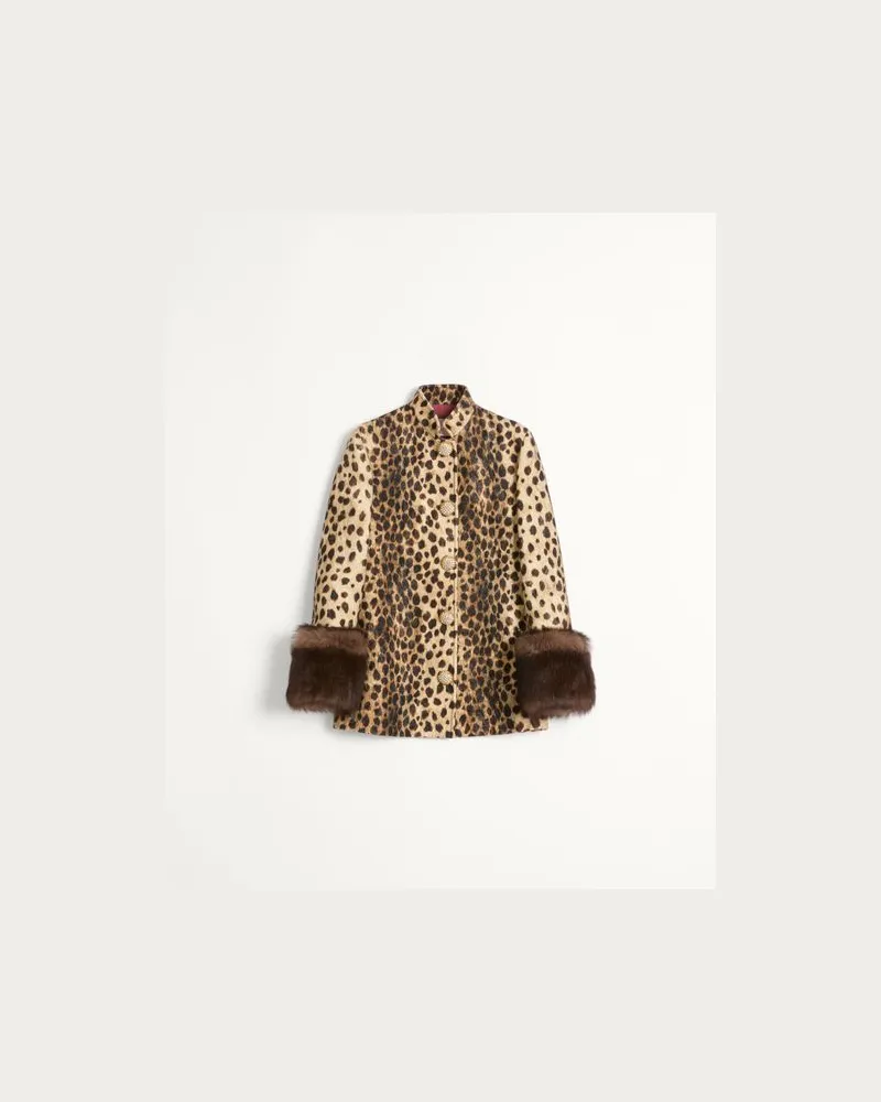 Valentino Garavani Caban Aus Wollstoff Mit Jaguar Spots Print Frau ANIMALIER Animalier