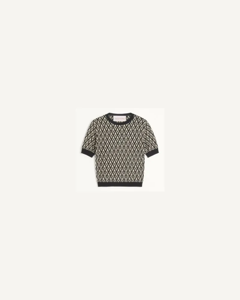 Valentino Garavani Toute La V Jacquardpullover Frau CREME/SCHWARZ Creme