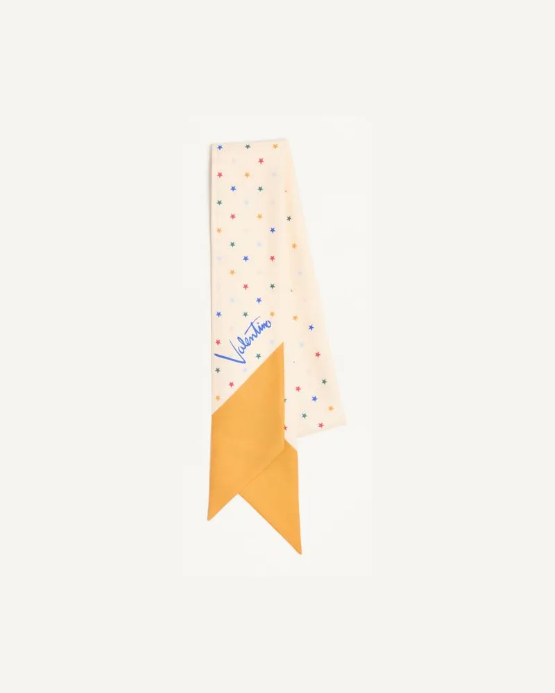 Valentino Garavani Mehrfarbiger Starry Bandeau-Schal aus Seide Frau VANILLE/ORANGE Vanille
