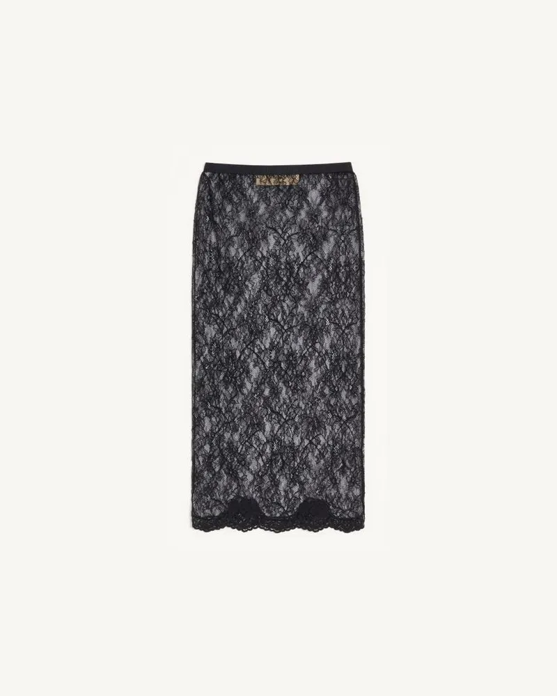 Valentino Garavani Midi Spitzenrock Frau SCHWARZ Schwarz