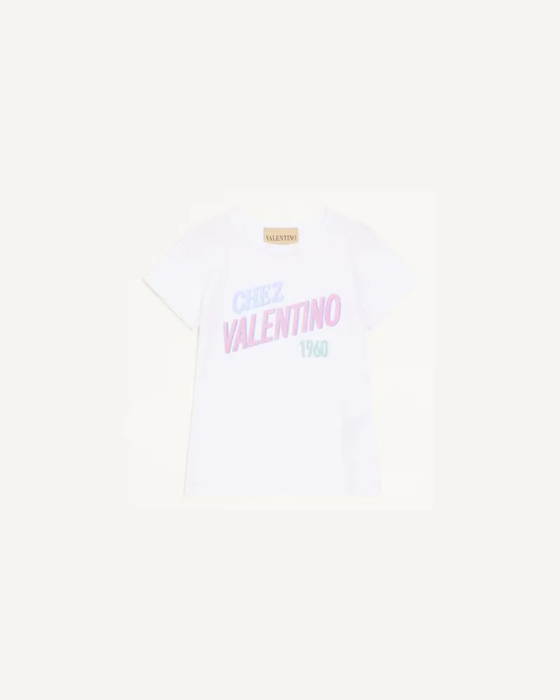 Valentino Garavani T-Shirt Aus Baumwolljersey Mit Chez Valentino 1960-Aufdruck Frau WEIß Weiß