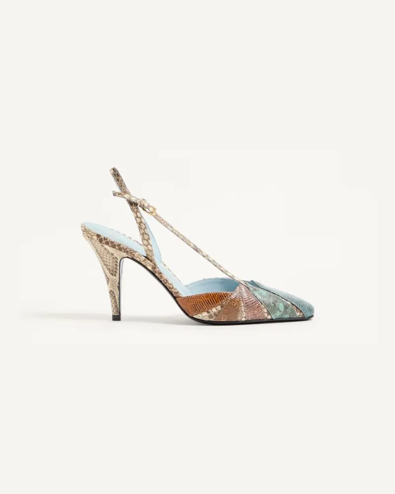 Valentino Garavani Foliefoliage Slingback-Pump in Python 90mm Frau CREME/MULTICOLOR Creme