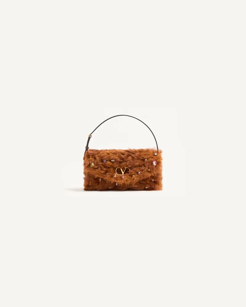 Valentino Garavani Petit Sac Porté Épaule Valentino Garavani DeVain En Fourrure D'Agneau Avec Strass. Frau MULTICOLOR Multicolor