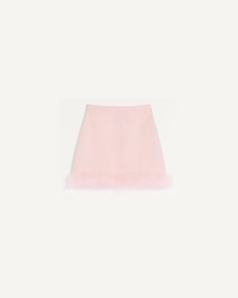 Valentino Garavani Kurzer Crepe Couture Rock Mit Federn Frau ROSE Rose