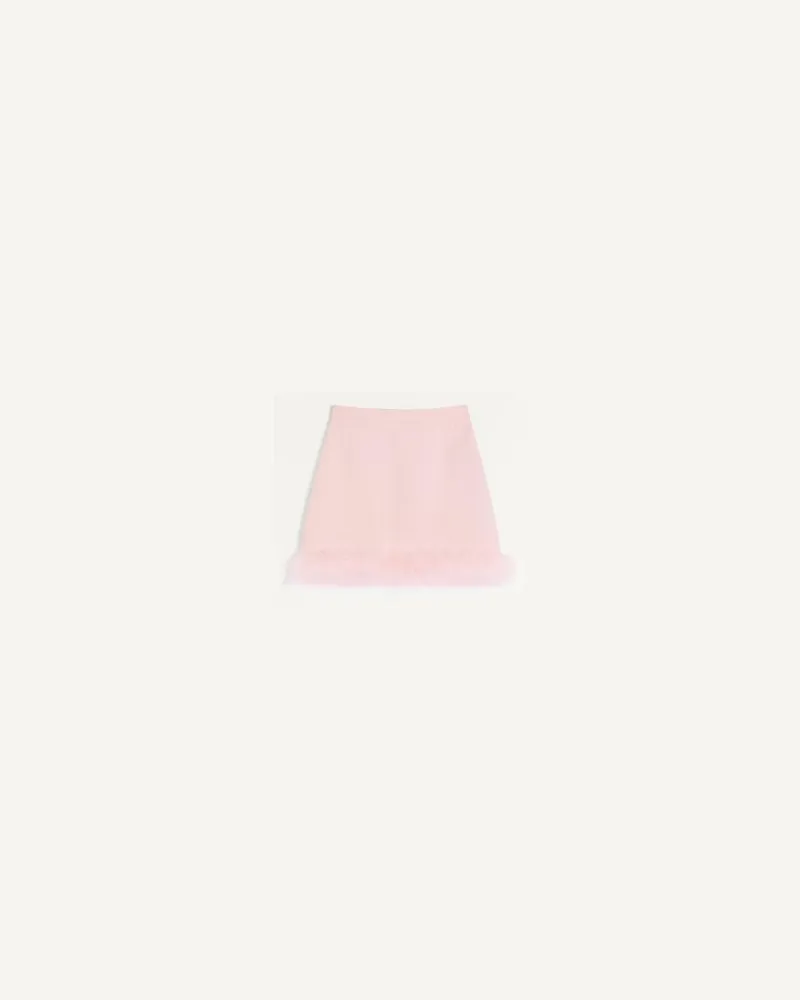 Valentino Garavani Kurzer Crepe Couture Rock mit Federn Frau ROSE Rose