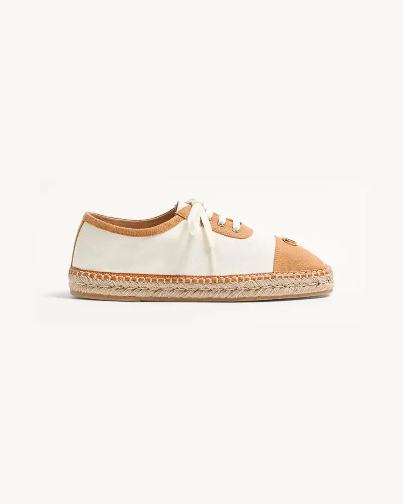 Valentino Garavani Palm Avenue Espadrilles Aus Canvas Und Büffelleder Mann ELFENBEIN Elfenbein