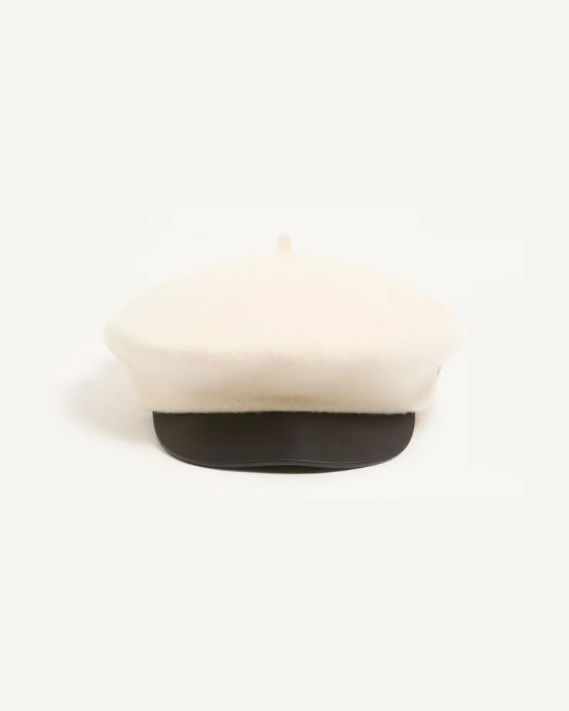 Valentino Garavani Valentino Garavani VLogo Signature Wollkappe mit Lederschirm Frau ELFENBEIN Elfenbein