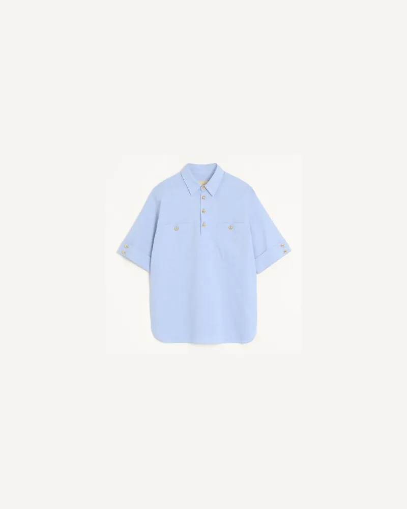 Valentino Garavani Oxford-Polohemd Aus Baumwolle Mann HIMMELBLAU Himmelblau