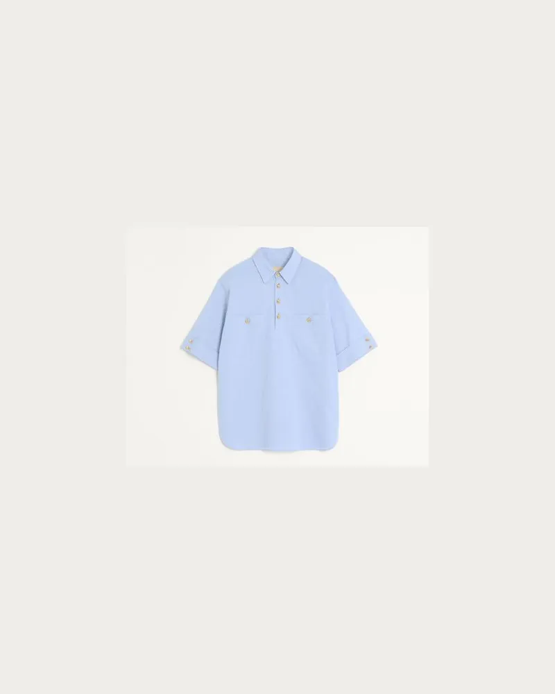 Valentino Garavani Oxford-Polohemd Aus Baumwolle Mann HIMMELBLAU Himmelblau