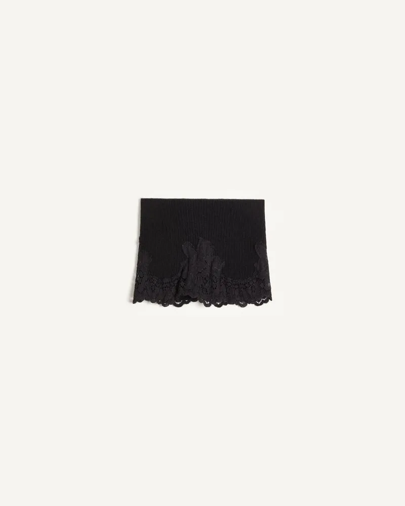 Valentino Garavani Bandeau VLogo Signature En Cachemire Et Dentelle Frau SCHWARZ Schwarz