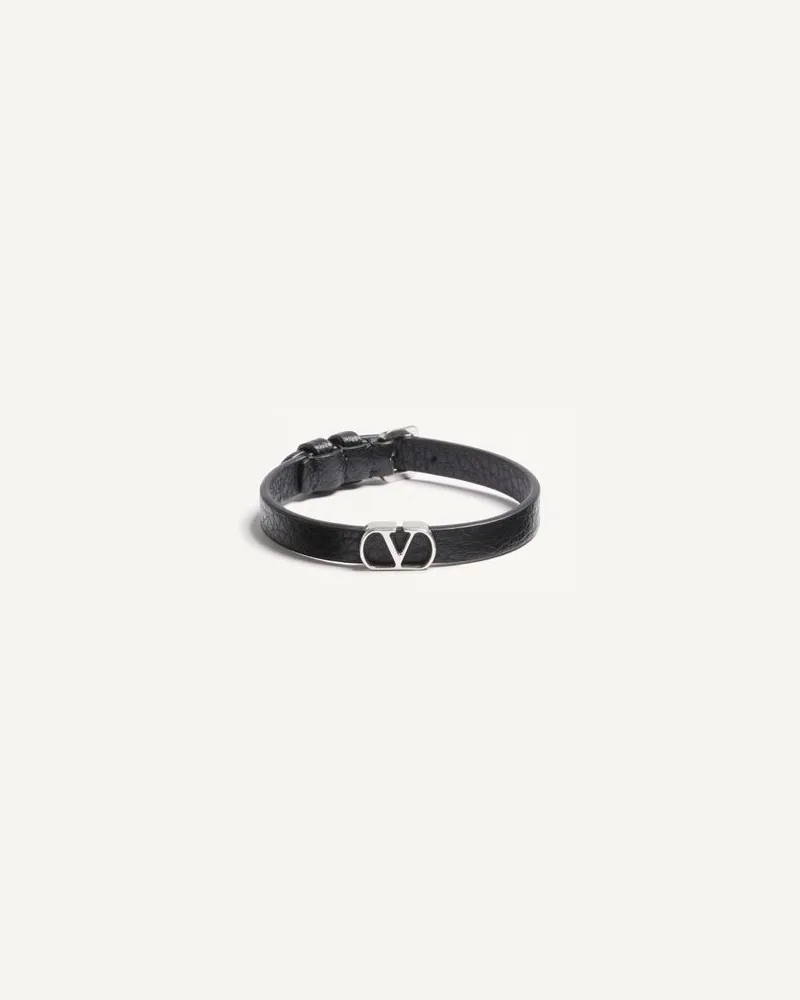 Valentino Garavani VLogo Signature Armband Aus Genarbtem Kalbsleder Mann SCHWARZ Schwarz