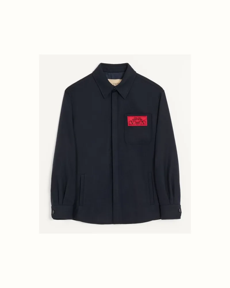 Valentino Garavani Valentino Hemdjacke aus leichtem Wollstoff mit YOU CAN COME TO MY VILLA-Label Mann MARINEBLAU Marineblau