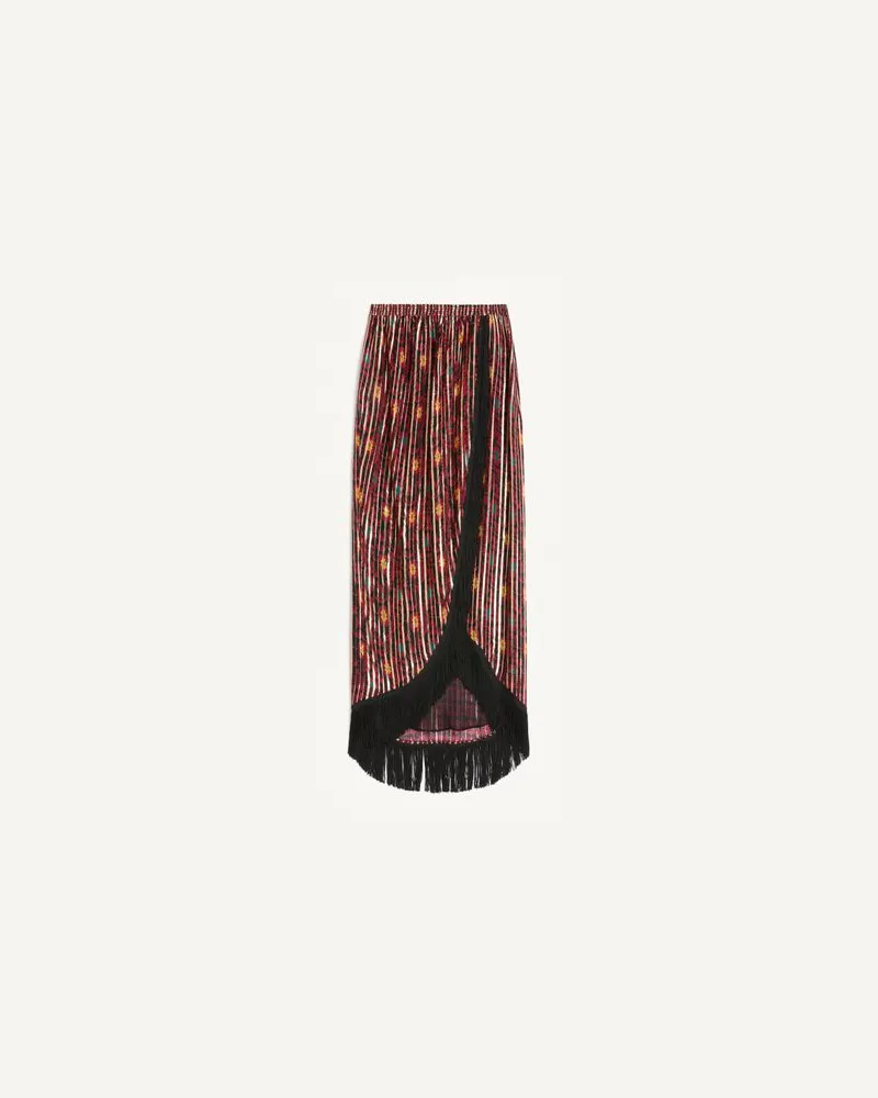 Valentino Garavani Midirock Aus Lamé Mit Apres L'Hiver Print Frau MULTICOLOR Multicolor