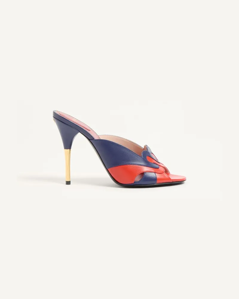 Valentino Garavani Éoline Slide-Sandalen aus Ziegenleder, 105 mm Frau INDIGO/ORANGE Indigo