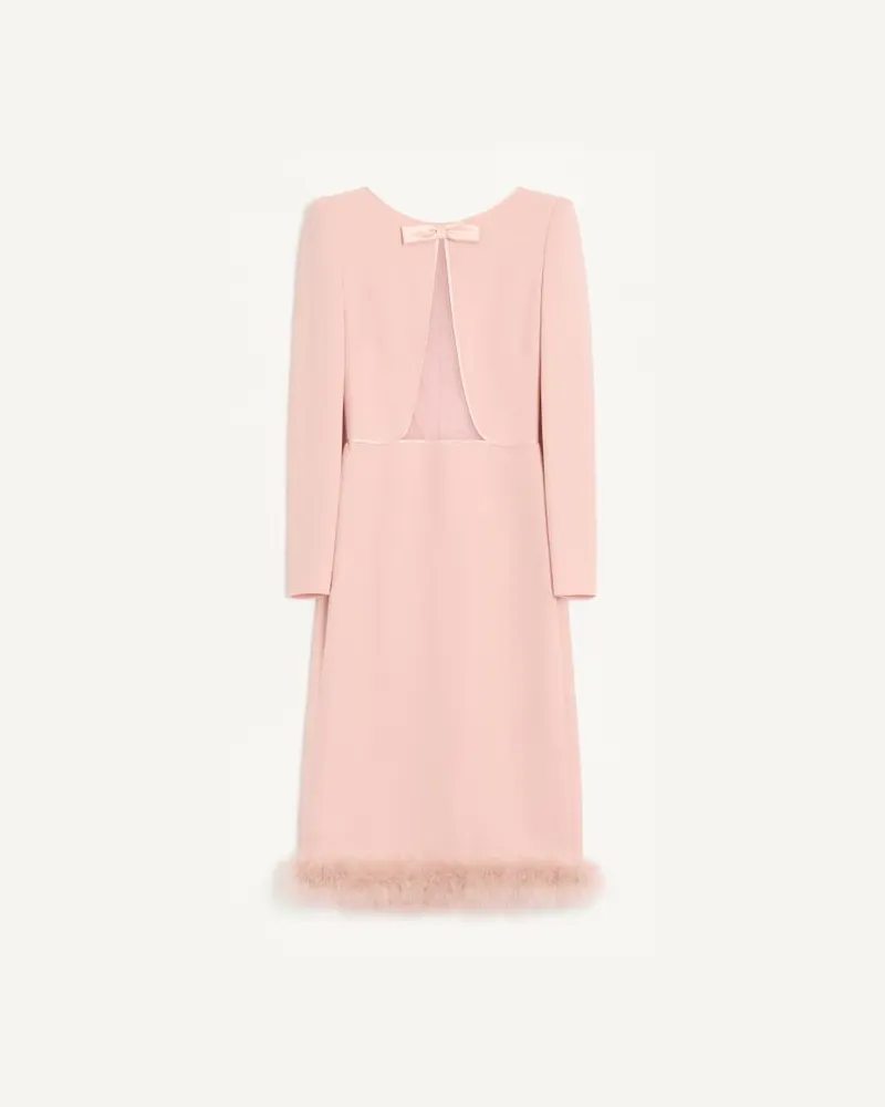 Valentino Garavani Cady Couture Midikleid Mit Federn Frau ROSE Rose
