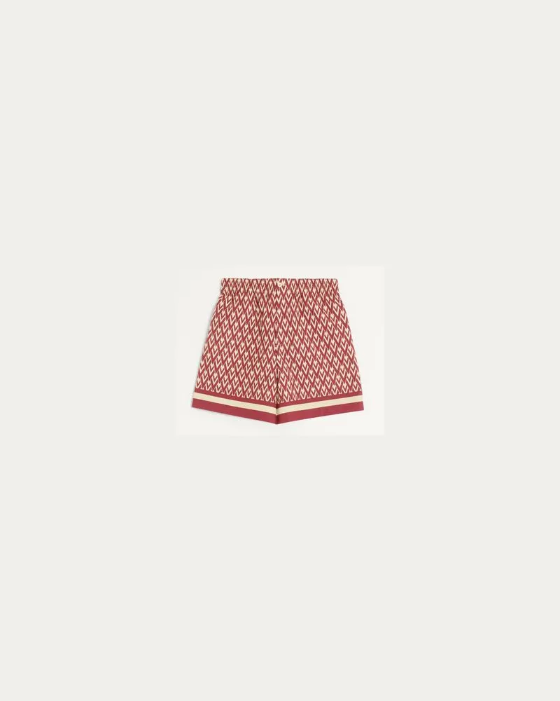 Valentino Garavani Bermudas Aus Baumwollpopeline Mit Toute La V-Print Mann ROT/CREME Rot