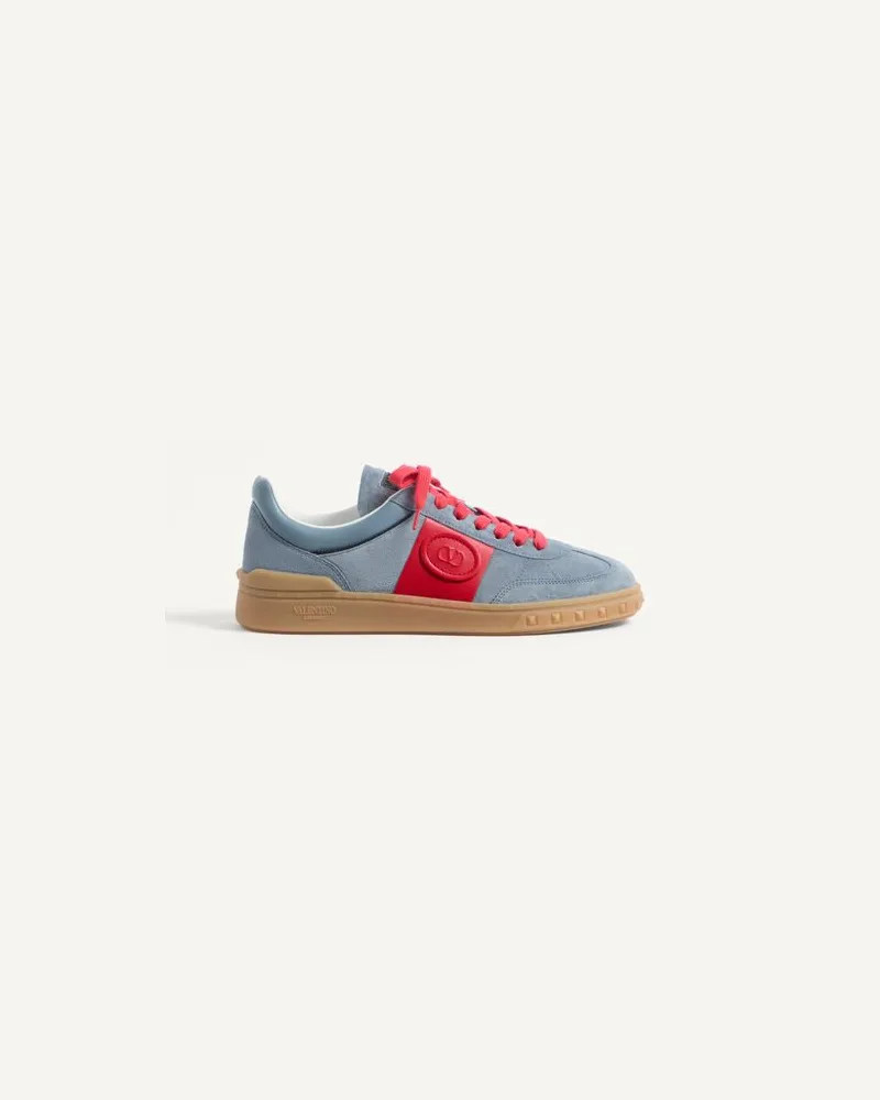 Valentino Garavani Upvillage Low-Top-Sneaker Aus Spalt- Und Kalbsnappaleder Mann GRAU/KORAL/SCHWARZ Grau
