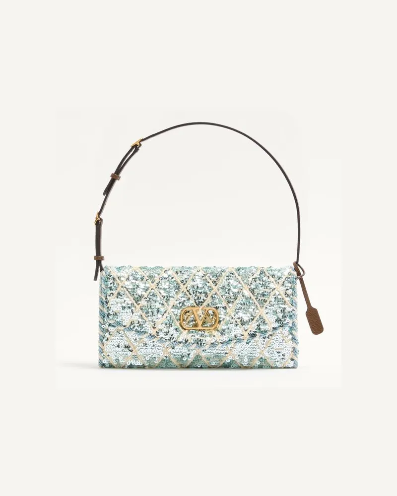 Valentino Garavani Valentino Garavani DeVain Kleine Schultertasche Mit Rhombelle-Stickerei Frau HIMMELBLAU Himmelblau