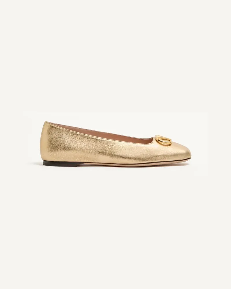 Valentino Garavani VLogo Signature Ballerinas Aus Laminiertem Nappaleder Frau GOLD Gold
