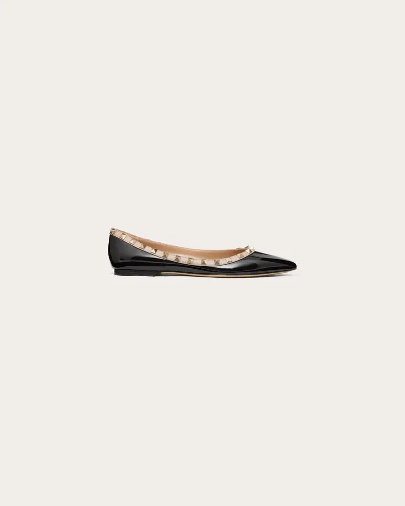 Valentino Garavani Lack-Ballerinas Rockstud Frau POUDRE Poudre