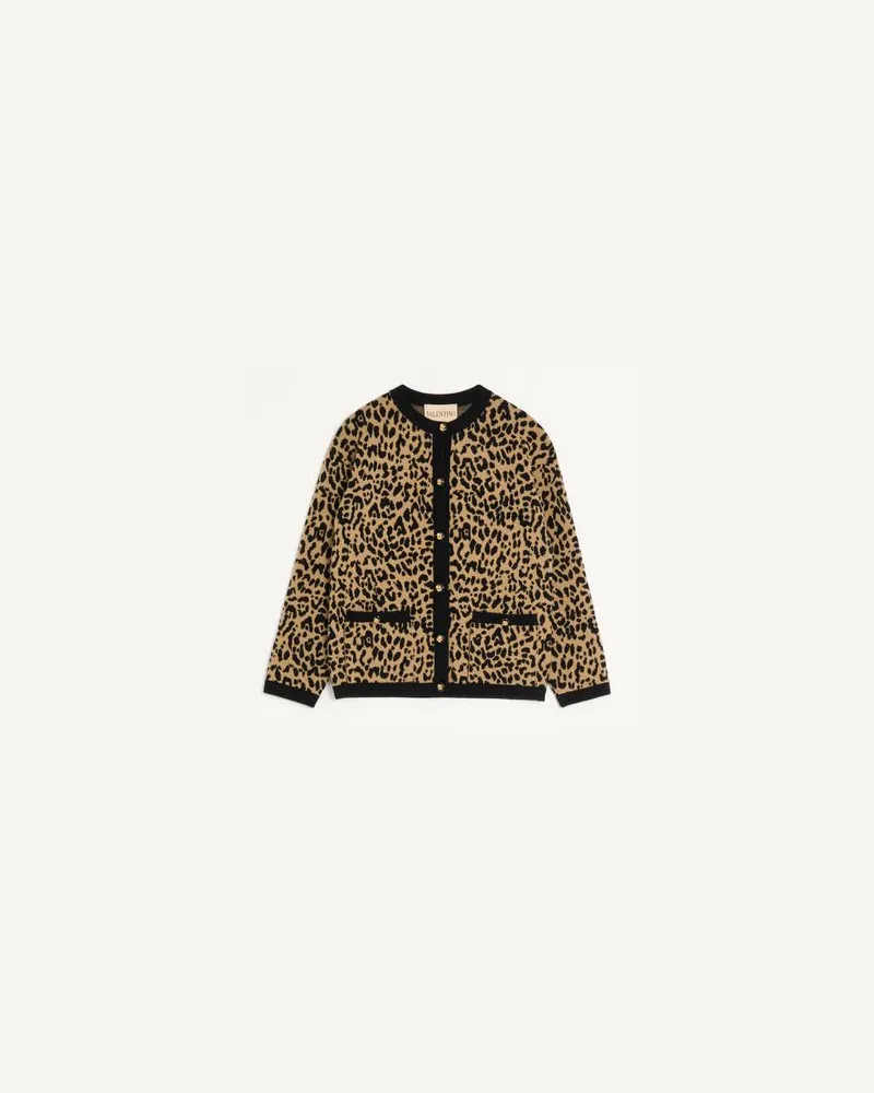 Valentino Garavani Wollstrickjacke mit Jacquard-Animalprint Frau ANIMALIER Animalier