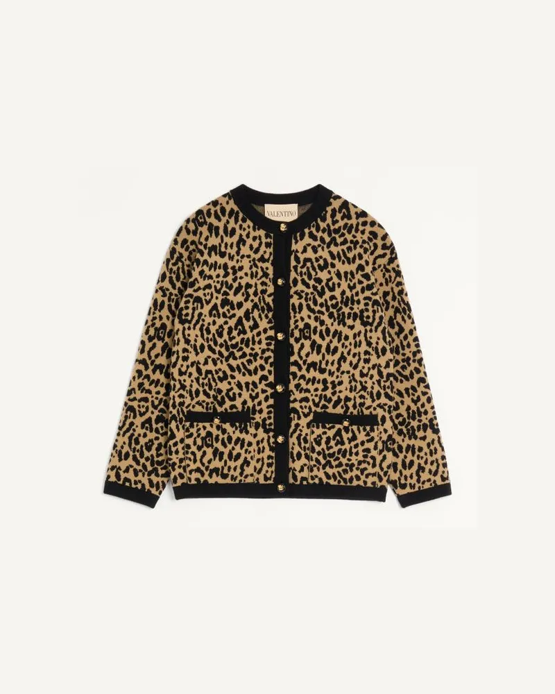 Valentino Garavani Wollstrickjacke Mit Jacquard-Animalprint Frau ANIMALIER Animalier