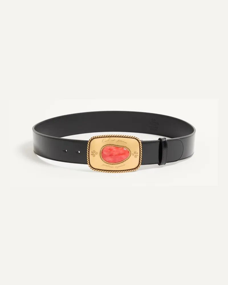 Valentino Garavani Valentino Garavani Gaudium Gürtel aus glänzendem Kalbsleder 40 mm Mann SCHWARZ Schwarz