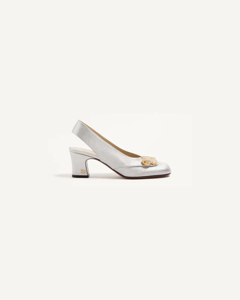 Valentino Garavani Adamantine Slingpumps Aus Glitzerstoff, 60 Mm Frau SILBER Silber