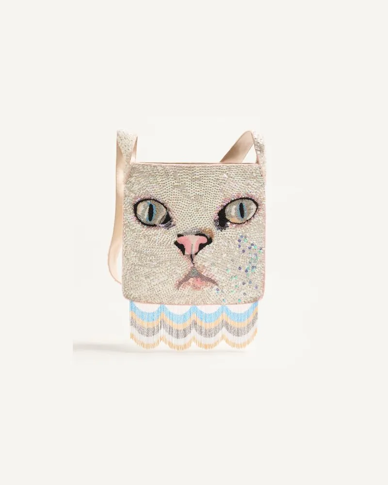 Valentino Garavani Valentino Garavani Le Chat De La Maison Schultertasche mit Stickerei und Fransen Frau BUTTER Butter