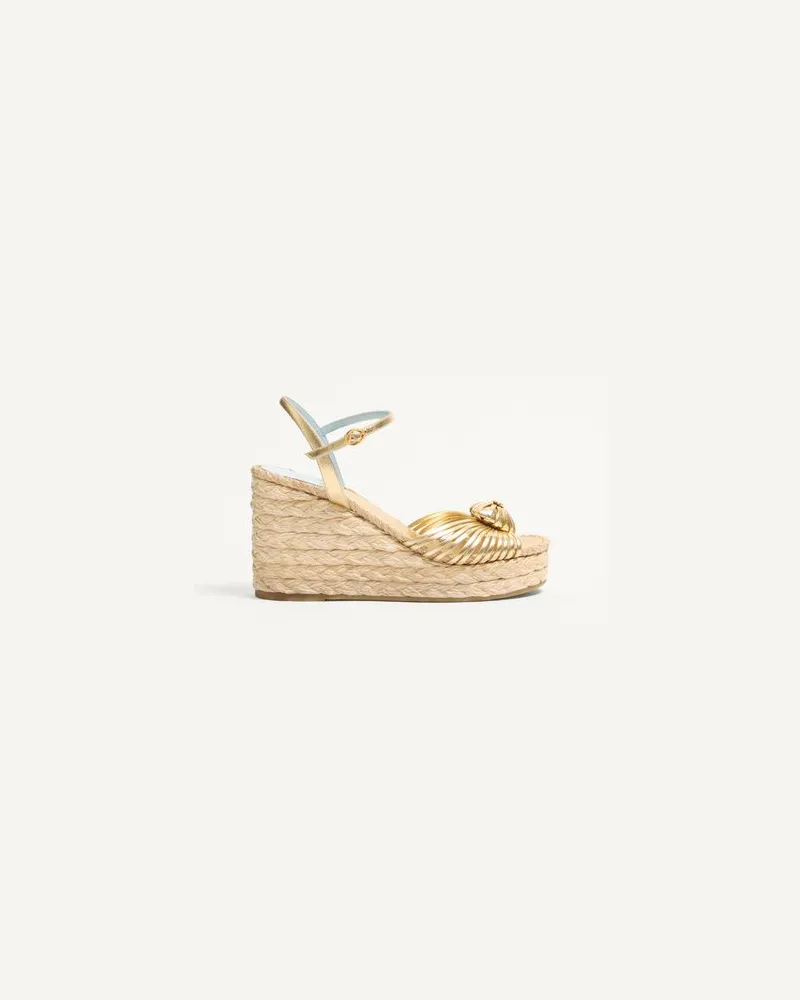 Valentino Garavani Royal Wedge Sandale Aus Beschichtetem Nappaleder, 100 Mm Frau ANTIQUE BRASS Antique
