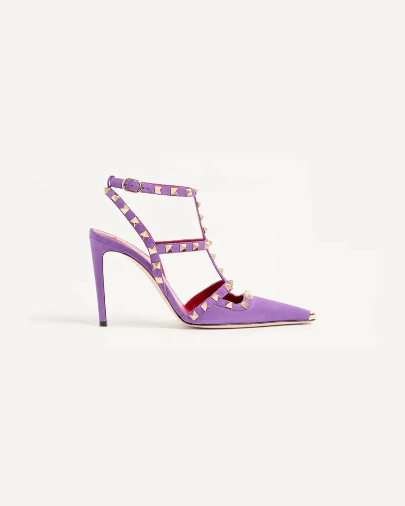 Valentino Garavani Rockstud Wildlederpumps 100mm Frau VIOLETT Violett