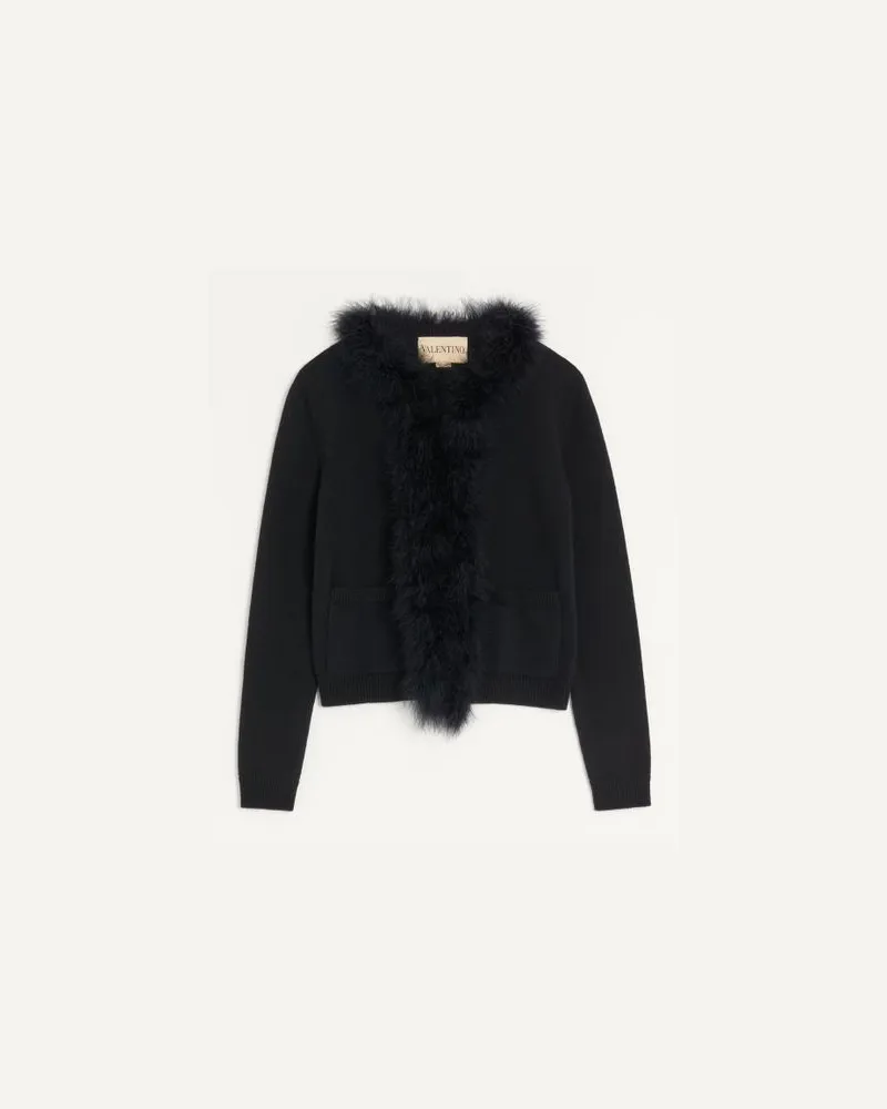 Valentino Garavani Wollcardigan Mit Federn Frau SCHWARZ Schwarz