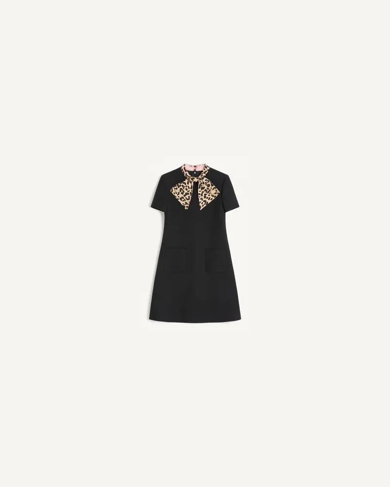 Valentino Garavani Kurzes Crepe Couture Kleid Frau SCHWARZ Schwarz
