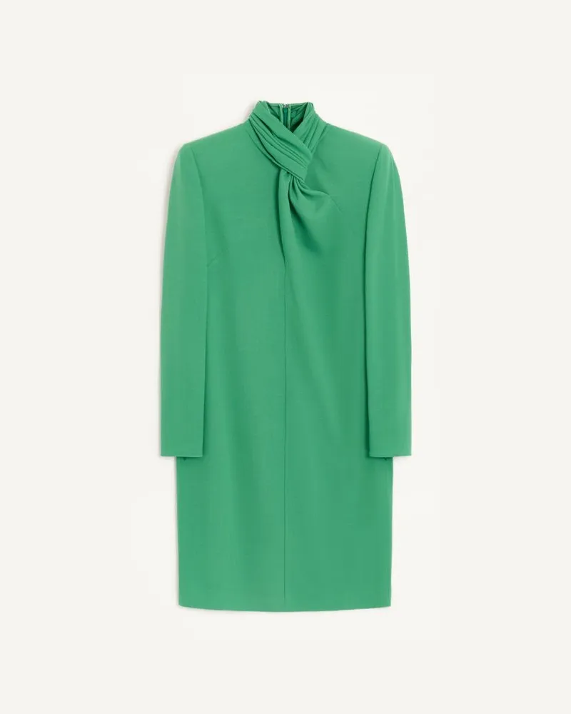 Valentino Garavani Kurzes Kleid aus Crispy Light Wool Frau SMARAGD Smaragd