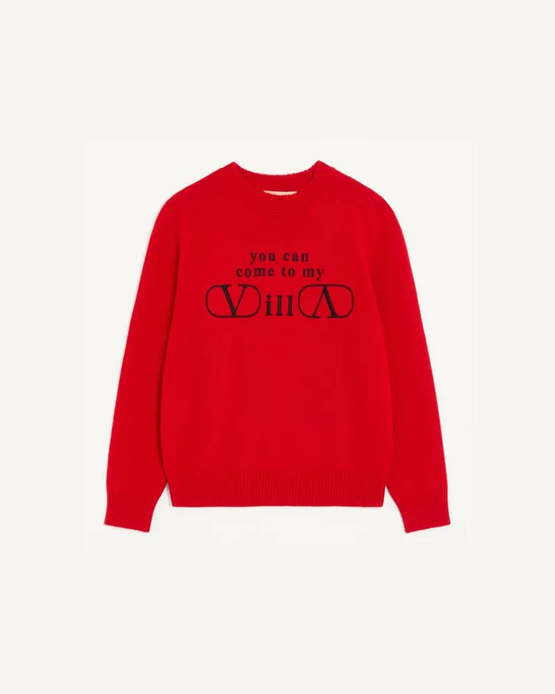Valentino Garavani Valentino Woll- und Kaschmirpullover mit YOU CAN COME TO MY VILLA-Stickerei Mann PARIS Paris