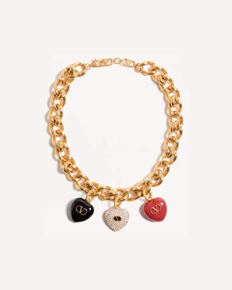 Valentino Garavani Coeur Royal Halskette Aus Metall, Emaille Und Swarovski® Kristallen Frau ANTIQUE BRASS Antique