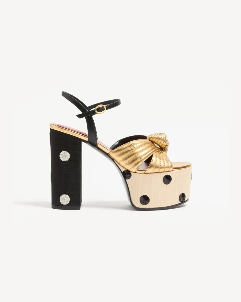 Valentino Garavani Crasher Plateau-Sandalen Mit Plus De Pois-Stickerei 125 Mm Frau GOLD/SCHWARZ Gold